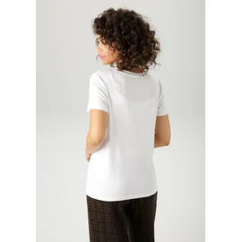 Aniston CASUAL T-Shirt mit Herz, Leo-Druck und Statement-Schriftzügen orange|schwarz|weiß 44 EU