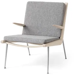 &Tradition - Boomerang HM2 Loungechair, Gestell Eiche geseift / Beine Edelstahl, grau (Hallingdal 130)