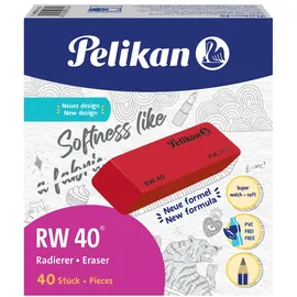 Pelikan Pelikan® 606127 Radierer RW 40 - 20 x 8 x 57 mm, rot, Kunststoff