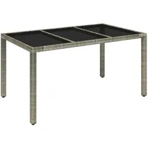 vidaXL Gartentisch mit Glasplatte Grau 150x90x75 cm Poly Rattan