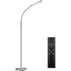 TECTAKE Stehlampe Prisma LED, 5 Lichtmodi, 12 W, dimmbar - silber