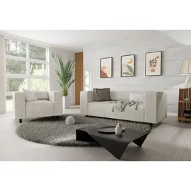 s-style möbel Polstergarnitur 2+1 Gustav aus Cord-Stoff mit bequemem Sitz, (1x 2-Sitzer-Sofa, 1x Sessel) beige