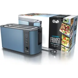 Arendo 4-Scheiben-Toaster mit Restzeitanzeige, Langschlitz-Toaster, Auftaufunktion, 6 Stufen, Blau