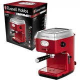 RUSSELL HOBBS Espressomaschine, Espressomaschine Dampfdüse Milchdüse 1350W rot