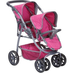 Knorrtoys® Puppen-Zwillingsbuggy Milo - Berry rosa
