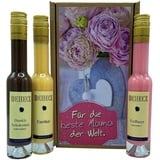 Geschenk Set "Für die beste Mama" Eierlikör Dunkle Schokolade und Erdbeer Likör