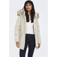 Only Parka "ONLNEWKATY PARKA LIFE OTW CC", Damen, Gr. S, beige (moonbeam detail:nature fur), Web, Obermaterial: 100% Polyester, unifarben, regular fit, Jacken Parka, Kunstfaser