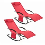 SoBuy Sonnenliege 2-er mit Tasche aus Metall und Kunstfasergewebe Rot OGS28-Rx2