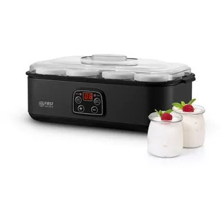 First Austria TZS First Austria - Joghurtbereiter 25W inkl. 8 Glasbehälter à 180 ml für bis 1,4L selbstgemachten Joghurt - Yogurt Maker mit Temperatur 20-55°C, Abschaltautomatik & LCD-Display - Joghurtmaschine grau