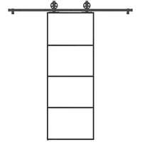 vidaXL Schiebetür mit Beschlag 76x205 cm ESG-Glas & Aluminium