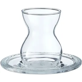 Pasabahce Bekata 12-Teilig Türkische Teegläser-Set mit Untertassen 12 ml Teeglas transparent