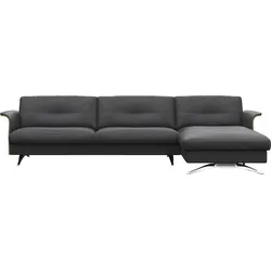 Ecksofa FLEXLUX "Glow Designsofa, bequem und komfortabel durch hochwertigen Sitzaufbau", schwarz (deep schwarz), B:305cm H:81cm T:158cm, 100% Echteder, Sofas, L-Form, Modernes skandinavisches Design
