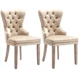 Merax Esszimmerstuhl (Set-2 St.), Küchenstühle, Polsterstuhl, Wohnzimmerstuhl, Schminkstuhl Samt, Beige