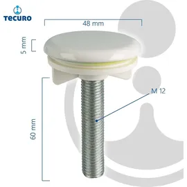 tecuro Hahnlochstopfen Deckrosette Hahnlochdeckel Ø 48 mm weiß RAL 9010 -