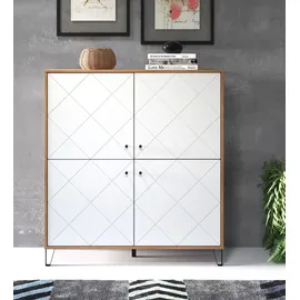 trendteam Highboard Touch in weiß matt B/H/T: ca. 123x136x40 cm - Eiche, weiß