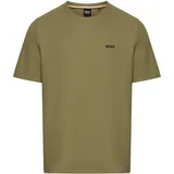 Boss Herren, T-Shirt, Waffeloptik - Waffle T-Shirt, Logo, Rundhals, Logo, Baumwollmischung grün L