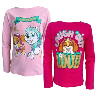 PAW PATROL Langarmshirt 2x Mädchen Longsleeve T-Shirt 98 104 110 116 128 pink + rosa 104