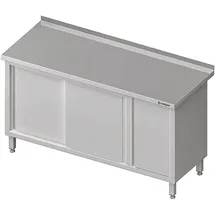 Stalgast Arbeitsschrank mit Schiebetüren, 1300x600x850 mm, mit Flügeltürschrank rechts, mit Aufkantung, verschweißt