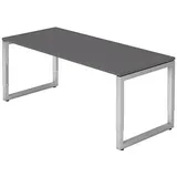 HAMMERBACHER RS19 höhenverstellbarer Schreibtisch grafit rechteckig, O-Fuß-Gestell silber 180,0 x 80,0 cm