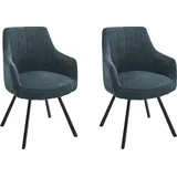 MCA Furniture MCA Sassello Polsterstuhl mit Armlehne drehbar Metall/Chenille Optik - schwarz matt