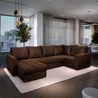 Masseno Ecksofa LORIVO R-S mit Schlaffunktion U-Form, Sofa mit Bettkasten, Wohnzimmersofa, Couch, Soffa, Bettsofa, Couchgarnitur- Braun, KRONOS 06 - Braun