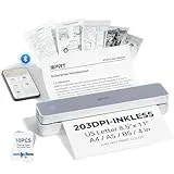 iDPRT Tragbarer Drucker, kabellos, für Reisen, Bluetooth-Thermodrucker, tintenlos, kompatibel mit iOS, Android, Laptop für Büro, Auto und Zuhause (Tragbar, Weiß)