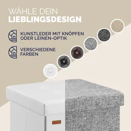 CASARIA CASARIA® Faltbarer Sitzhocker mit Stauraum Kunstleder Weiß