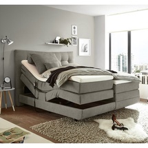 Lomadox Boxspringbett Doppelbett elektrisch verstellbar in der Farbe sand in 180x200cm mit 7-Zonen-Tonnentaschenfederkern-Matratze - Beige