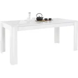 Esstisch INOSIGN "Prisma 180x90 cm, Esszimmertisch, ausziehbar, erweiterbar auf 228 cm", weiß (weiß hochglanz lack, weiß mit siebdruck hochglanz lack), B:180cm, Tische, Rechteckiger Esstisch Esstisch Holz-Esstische, rechteckig,Tischplatte Stärke 22 mm u. mit elegantem Siebdruck