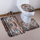 Badezimmer Teppich Set,Badezimmerteppich 3-teiliges Kulturwand WC Garnitur, rutschfest & Waschbar, rutschfeste Mikrofaser 75 x 45cm Badeteppich + WC Vorleger