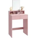 VASAGLE Schminktisch mit Spiegel und 2 Schubladen pastellrosa