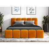 a&j möbelland gmbh Polsterbett SONIC-OM mit Bettkasten und Metallgestell 140 x 200 cm. Modernes Doppelbett mit Stauraum, ohne Matratze. Farbe: Gelb - Gelb