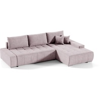 Compleo Ecksofa MONO L-Form Ecksofa mit Steppung, Schlafsofa aus Velourstoff, Breite: 265 cm, Modern Wohnzimmer rosa