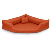 Juelle Orthopädische Hundebett Eckbett Hundebett mit Orthopädischer Matratze für Große Hunde Abnehmbarer Bezug, Waschbar, Dakota M-XXL (120x90cm, Orange)