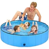 Famanu Hundepool Faltbar - PVC Antislip, Stabil, Für Garten, Terrasse, Badezimmer