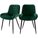ML-Design Esszimmerstuhl Dunkelgrün Samt 2er Set