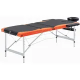 vidaXL Massagetisch Klappbar 3 Zonen mit Tragetasche Therapie Massageliege Massagebank Kosmetikliege Therapieliege Massage Liege Aluminium Schwarz Orange