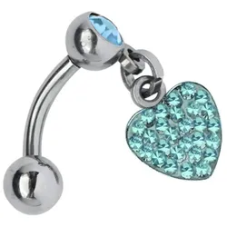 Bauchnabelpiercing ADELIA ́S "Piercing  Piercing Bauchnabelpiercing", Damen, blau (hellblau), Titan, modisch, Piercings, Titan Banane - Bauchnabel Piercing Herzanhänger hellblau