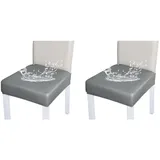 Bestenrose Stuhlhussen 2er/1er Set Stretch Stuhlbezug Sitzfläche PU Leder Wasserdichter Bezug Sitzbezüge Beschützer Stuhlhussen für Esszimmerstuhl Sitzkissen Keine Rückenlehne (Grau, 2er Set)