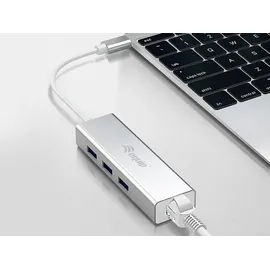 Equip 133481 USB-C auf 3-Port-USB-Hub mit Gigabit Adapter