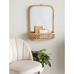 Deko-Wandregal ANDAS "Bergson", beige (natur), B:45cm H:60cm T:12cm, Regale, Wandspiegel, aus Rattan