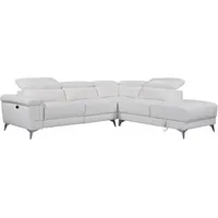 Relaxsofa Ecksofa Leder elektrisch - Ecke Rechts - Elfenbein - pascaline