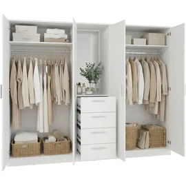 Forte Drehtürenschrank 199 x 181 x 52,7 cm Weiß