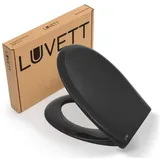 LUVETT WC-Sitz Premium C770 mit Absenkautomatik, Duroplast sanitär, O-Form (Inklusive 3 Befestigungsarten), mit Original SoftClose® Absenkautomatik, Duroplast schwarz