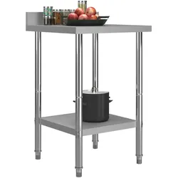 DELUKE® Edelstahl Arbeitstisch KUGO 60x60x93cm mit Aufkantung, Edelstahl Gastro-Arbeitstisch Arbeitsfläche Gastro-Küchentisch Küchen-Arbeitstisch