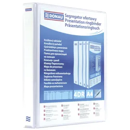 Donau Elektronik DONAU Präsentationsringbuch Präsentationsordner Ringbuch Präsentation/Weiß Ø 65mm, aus PP, weiß, 3 Außentaschen