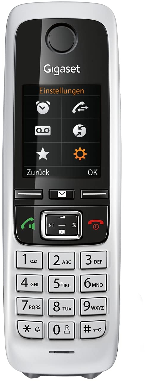 Gigaset C430HX - DECT-Mobilteil mit Ladeschale – hochwertiges Schnurloses Telefon für Router und DECT-Basis – Fritzbox-kompatibel - 1,8 Zoll Farbdisplay, Schwarz-Silber