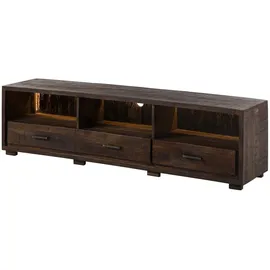 Massivmoebel24 Bark TV-Board 175x40x47 cm Dunkelbraun Holz