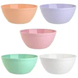 ENGELLAND 5er Set Schalen Müslischalen Dessertschalen Salatschale Suppenschale Reisschale Bowl bunt aus Kunststoff BPA-frei groß 900 ml