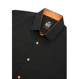 RUSTY NEAL Langarmhemd RUSTY NEAL, Herren, Gr. 4XL, EURO-Größen, orange (schwarz, orange), 60% Baumwolle, 37% Polyester, 3% Elasthan, unifarben, Hemden, mit Krawatte